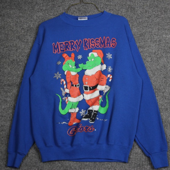 Vintage‎ Merry Kissmas Gators Christmas Sweatshirt Tultex Medium USA Made